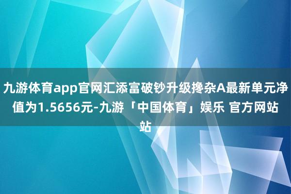 九游体育app官网汇添富破钞升级搀杂A最新单元净值为1.5656元-九游「中国体育」娱乐 官方网站