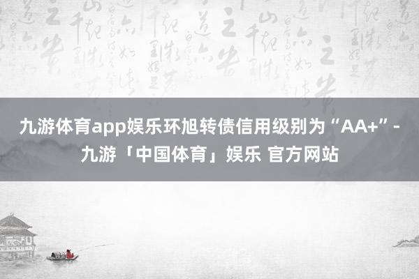 九游体育app娱乐环旭转债信用级别为“AA+”-九游「中国体育」娱乐 官方网站