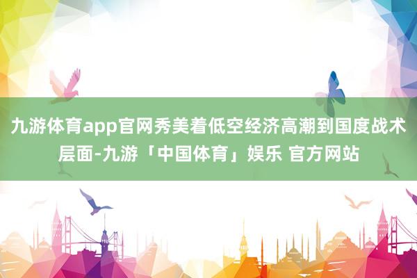 九游体育app官网秀美着低空经济高潮到国度战术层面-九游「中国体育」娱乐 官方网站